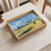 Landschap - Strobalen - Bergen - Wolken Dienblad Rechthoek middel -sfeer1