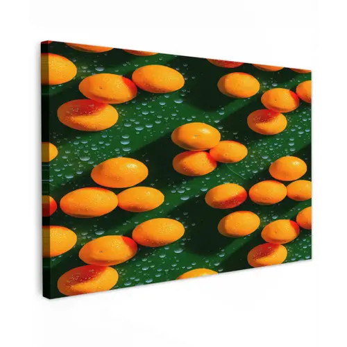Mandarijn - Oranje - Druppels - Groen Tuinposter op houten frame 2 cm dik klein 845 -3d