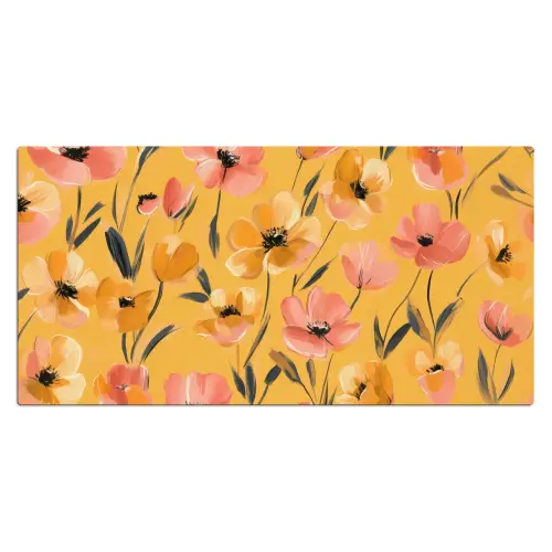Bloemen - Geschilderd - Geel Muismat XXL klein -3d_leeg