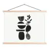 Japandi - Zwart - Abstract textielposter latten blank klein -3d