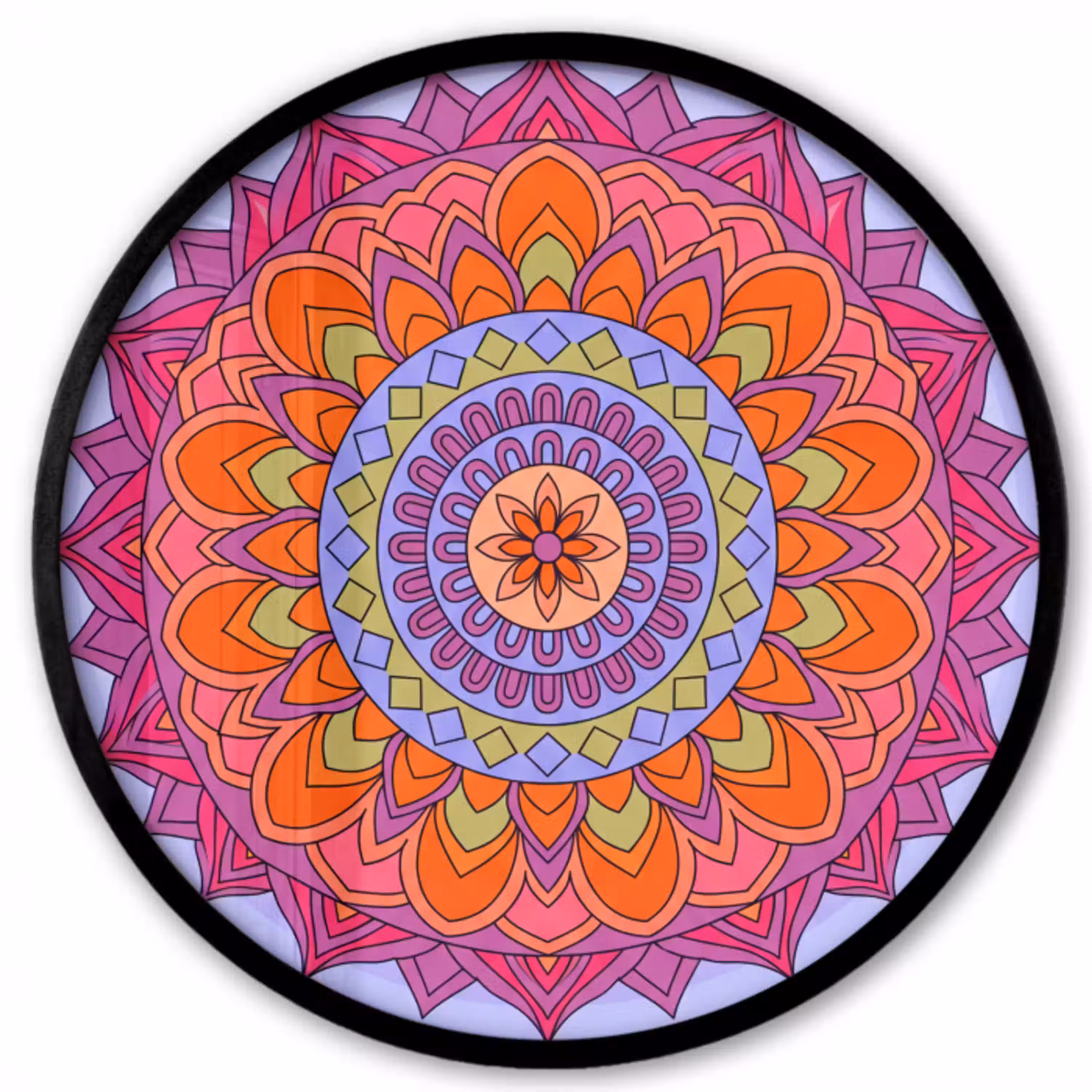Mandala - Cirkel - Abstract - Kleurrijk - Patroon Fotolijst rond zonder passe partout klein -3d