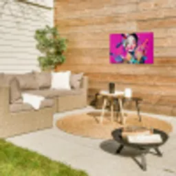 Vrouw - Portret - Abstract - Paars Tuinposter op houten frame 2 cm dik klein -sfeer2