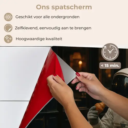 Café - Croissant - Koffie - Astronaut keuken achterwand spatscherm klein -spatscherm_NL
