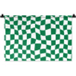 Schaakbord - Golvend - Groen Wandkleed katoen klein 269 -zz3d