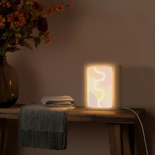 Golvende vormen - Abstract - pastel Light Box met kabel (Tafellamp) klein -sfeer4