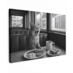 Kat - Koffie - Brood - Zwart Tuinposter op houten frame 2 cm dik klein -3d