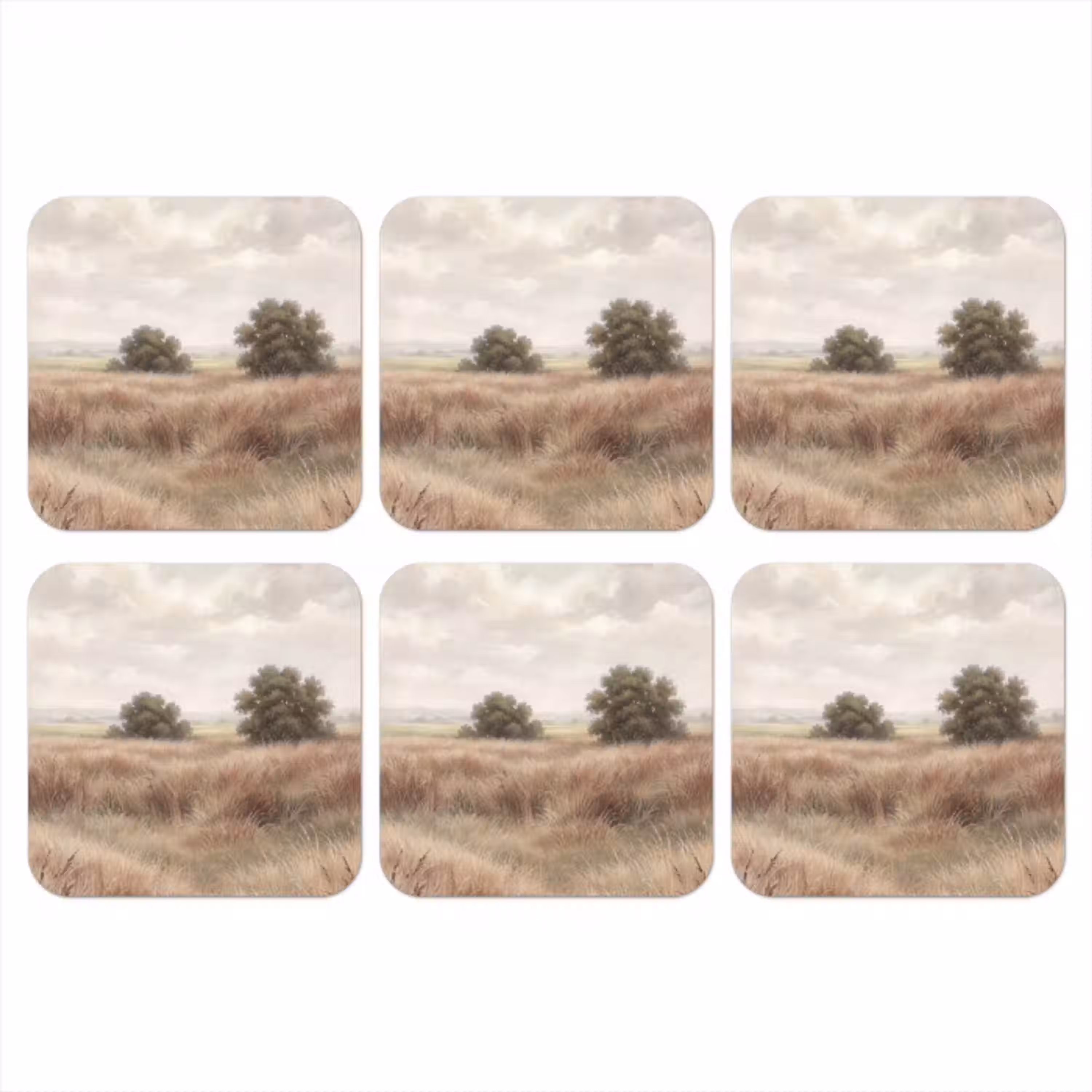 Landschap - Minimalistisch - Beige onderzetter kurk middel -3d