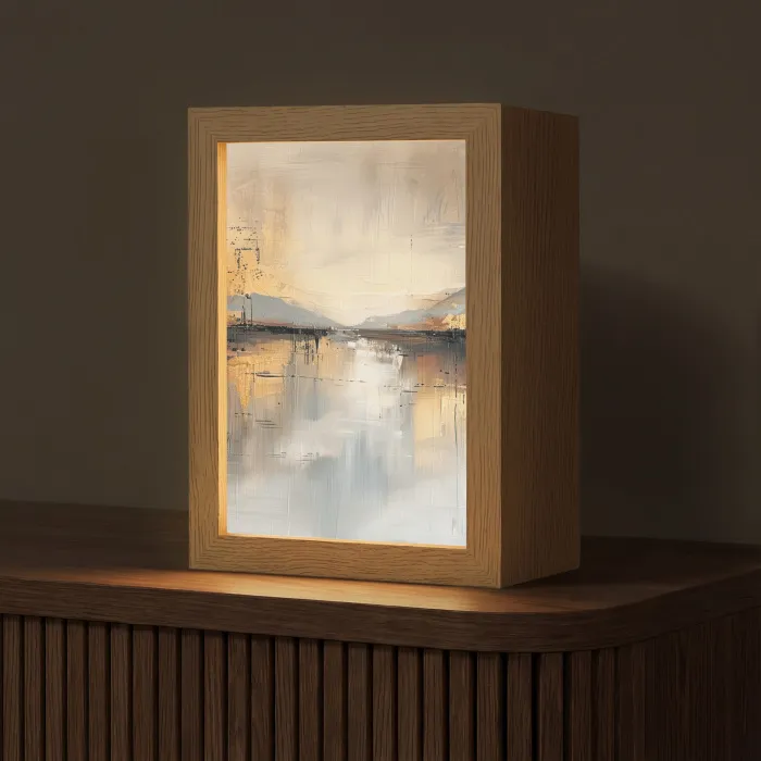 Abstract - Modern - Beige - Aesthetic - Goud Light Box met kabel (Tafellamp) klein -z3d_website