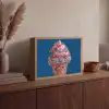 Ijsje - Hoorntje - Steentjes - Blauw Light Box met batterij (Wandlamp) middel -sfeer2
