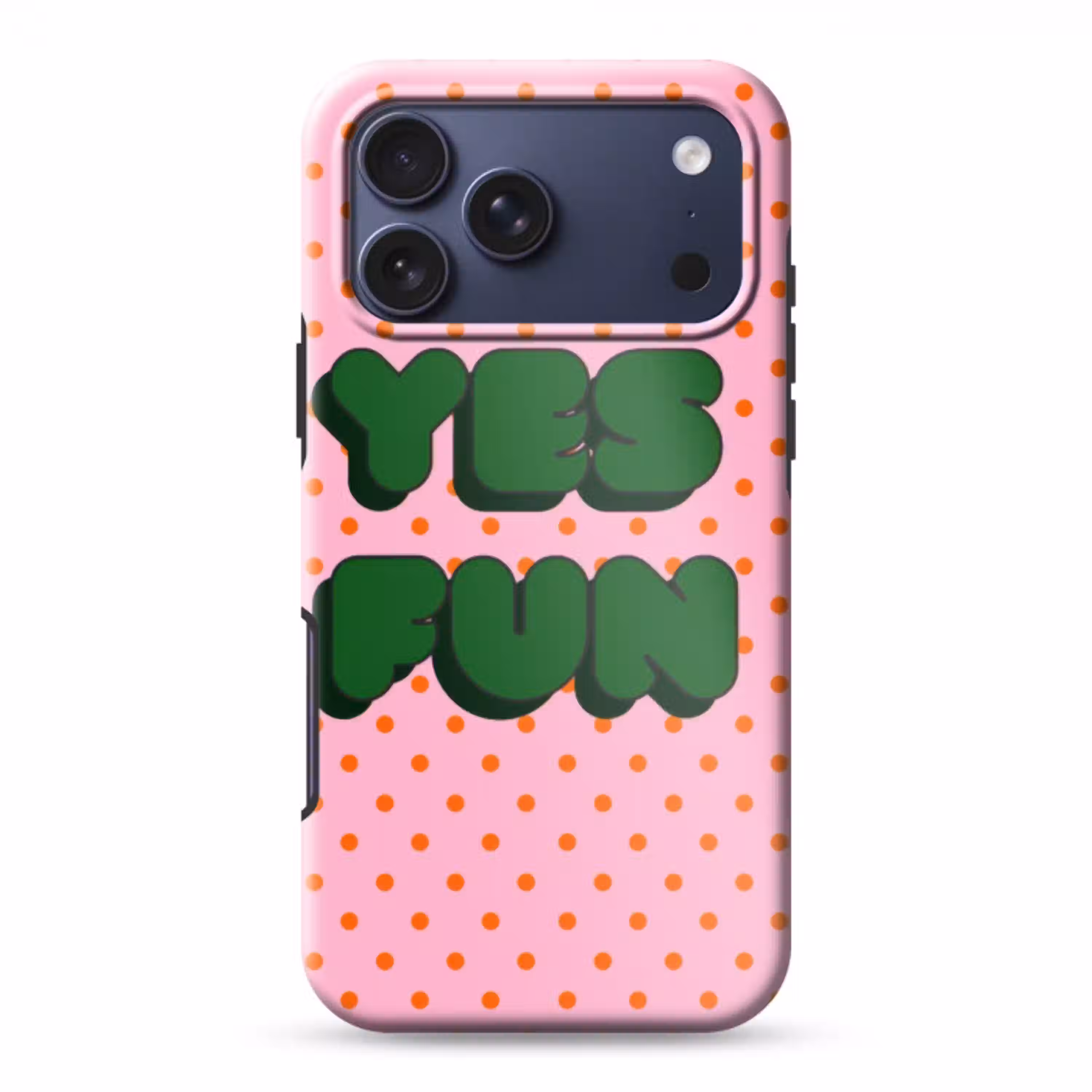Yes fun - Groen - Roze - Stippen Toughcase MagSafe Apple iPhone 17 Pro Max klein -3d