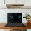 Kat - Blauw - Dier - Zwart keuken achterwand spatscherm klein -sfeer2
