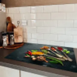 Kruiden - Lepels - Specerijen - Betonlook - Grijs Inductie beschermer vinyl 3mm klein -sfeer3