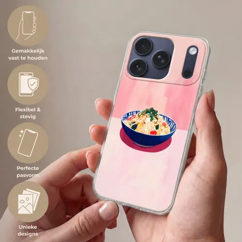 Rijst - Illustratie - Kom - Groente Telefoonhoesje iPhone 17 Pro klein -sfeer3_NL