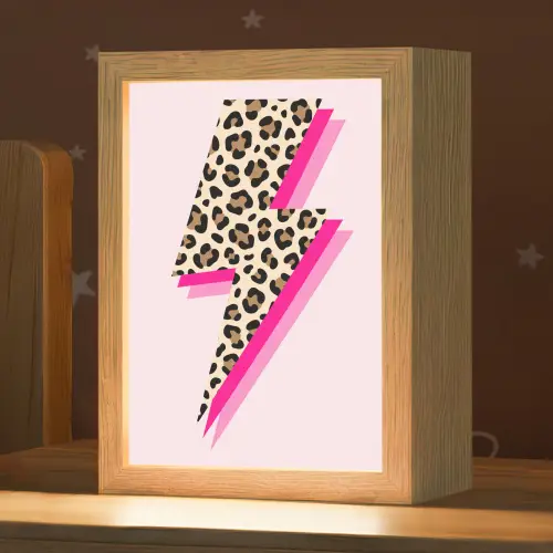 Stippen - Roze - Bliksem Light Box met kabel (Kinderlampje) klein -zzz_3d_website