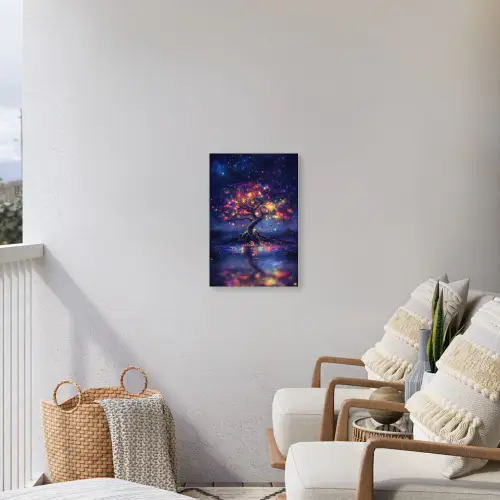 Kosmisch - lichtboom - Kerst - Kleurrijk Tuinposter op houten frame 2 cm dik klein -sfeer1