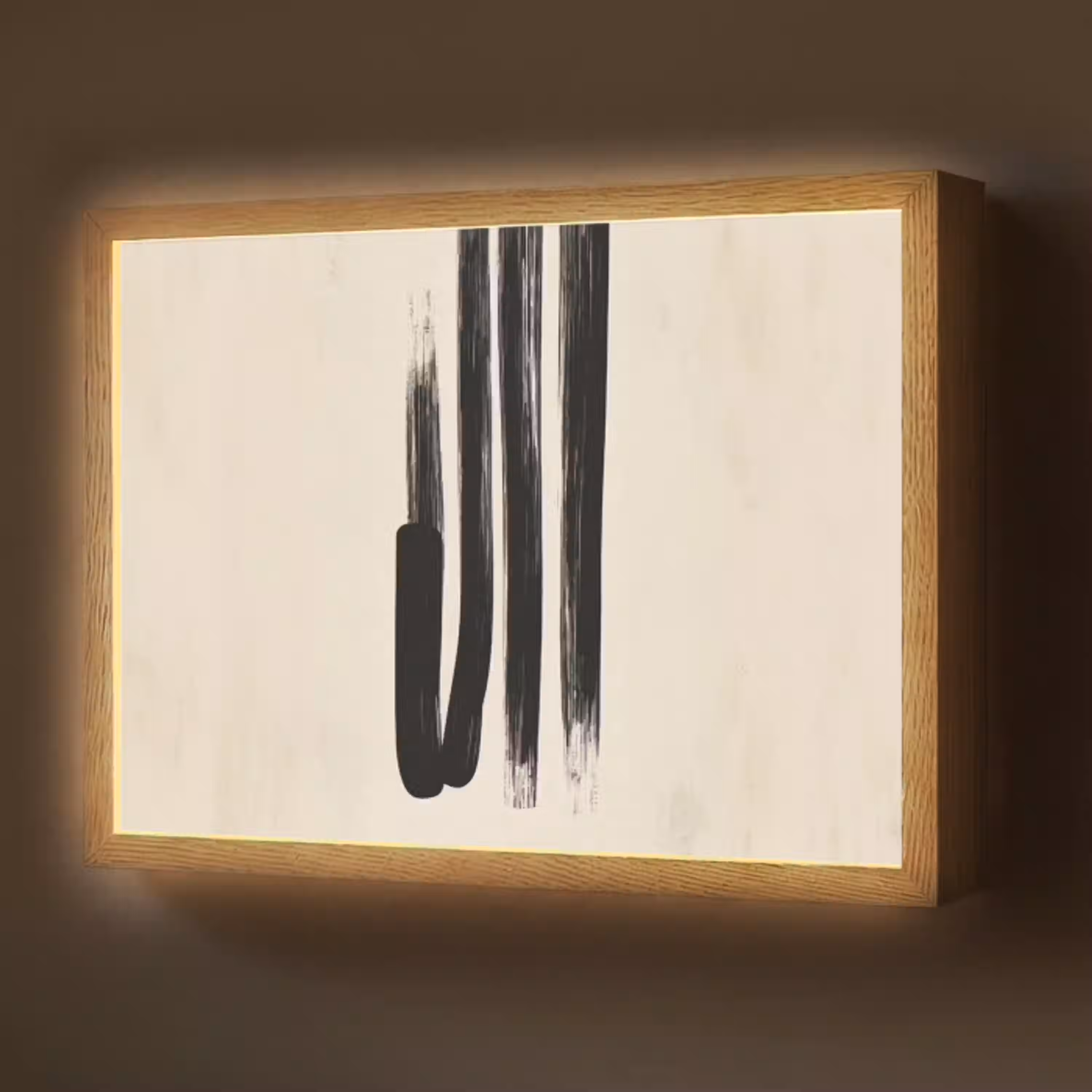 Penseelstreken - Verticaal - Zwart Light Box met batterij (Wandlamp) middel -z3d_website