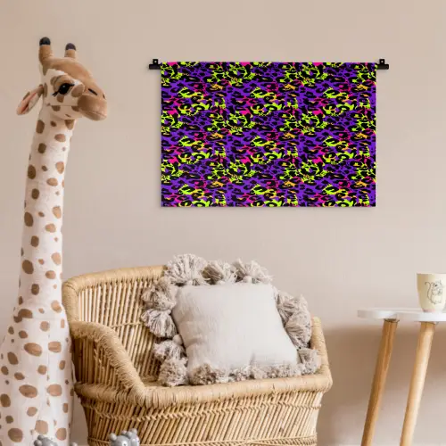 Paars - Neon - Dieren - Panter Wandkleed katoen klein 269 -wsfeer5_kind