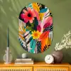 Schilderij - Abstract - Bloemen - Roze Wandcirkel Ovaal Glas middel -sfeer2