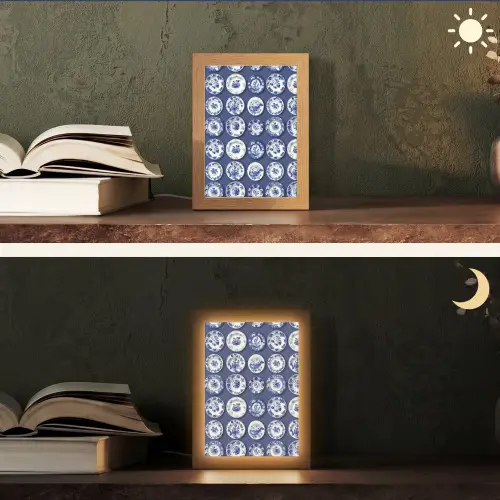 Borden - Floraal - Blauw Light Box met kabel (Tafellamp) klein 925 -sfeer3