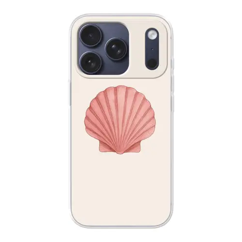 Schelp - Roze - Ribbels Telefoonhoesje iPhone 17 Pro klein -3d