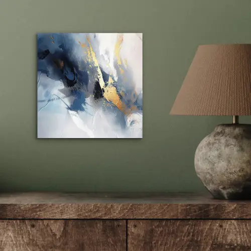 Blauw - Modern - Marmer - Abstract - Goud aluminium wit klein -sfeer2