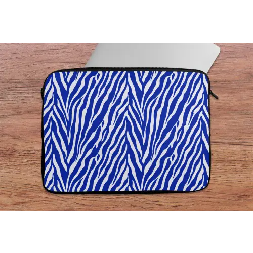 Zebra - Patroon - Kobalt - Blauw laptophoes neopreen klein 279 -tafel
