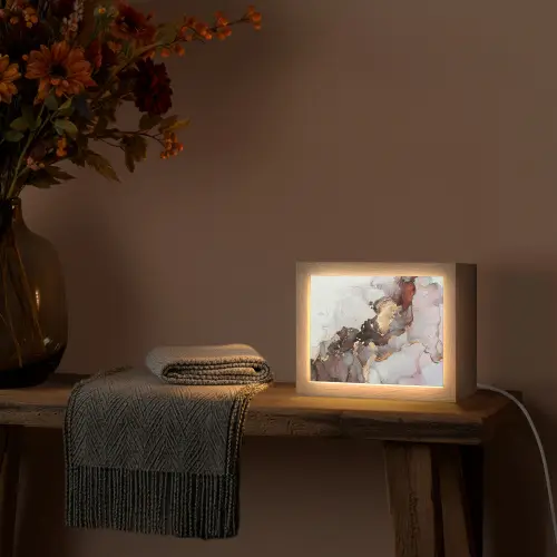 Rood - Marmer - Goud Light Box met kabel (Tafellamp) klein -sfeer4