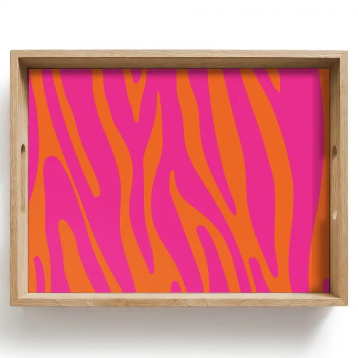Zebraprint - Roze - Oranje - Dierenprint Dienblad Rechthoek middel -z3d_shopping