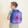 Roze harig monster met grote ogen Kinderrugzak - Blauw middel -sfeer2