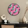 Bananen - Patroon - Blauw - Roze Fotolijst rond zonder passe partout klein -sfeer1