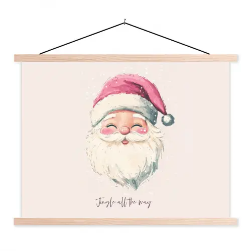 Kerstman - Kerst - Quote - Beige textielposter latten blank klein -3d