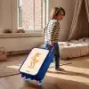 T-rex dino in oranje kleuren Kinderkoffer - Blauw klein -sfeer1