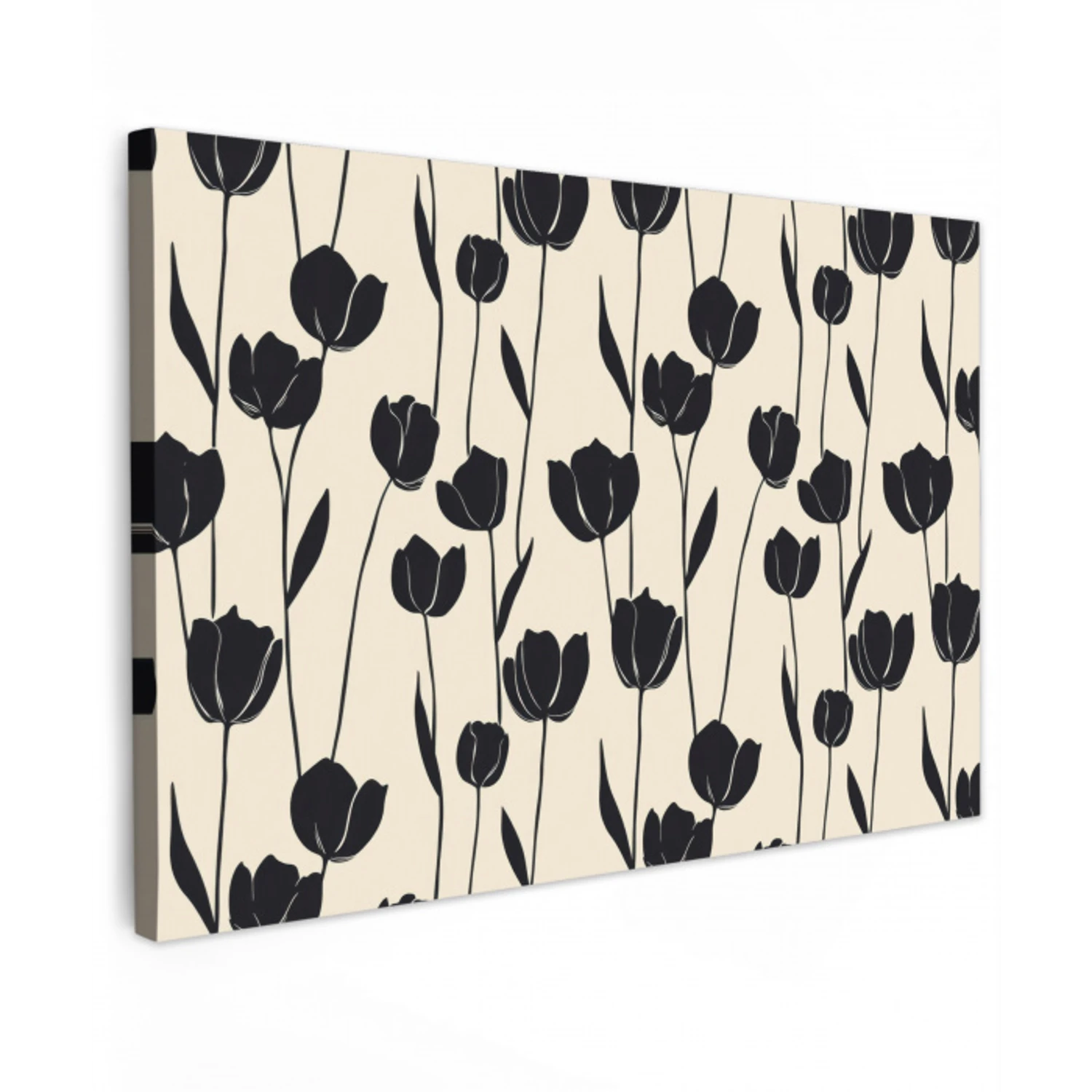 Tulpen - Patroon - Zwart Tuinposter op houten frame 2 cm dik klein 845 -3d