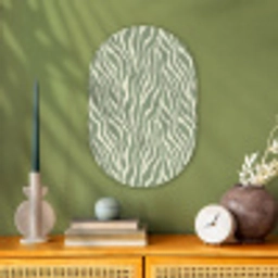 Zebra - Motief - Groen Wandcirkel Ovaal Forex klein 630 -sfeer2