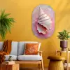 Schelp - Pastel - Pink Wandcirkel Ovaal Glas middel -sfeer4