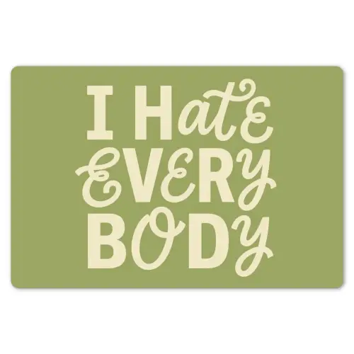 I hate everybody - Groen - Retro Placemat vinyl groot -zzsfeer1_Kitchenyeah-website