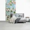 Bloesem - Bladeren - Lichtblauw fotobehang vinyl groot -slaapkamer