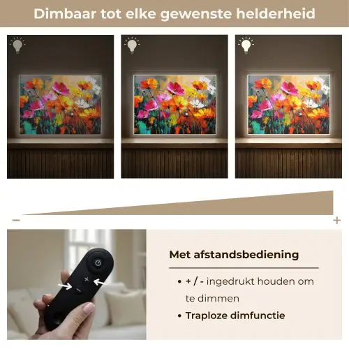 Felgekleurd - Bloemblaadjes - Abstract Light Box met batterij (Wandlamp) middel -USP_dimbaarNL