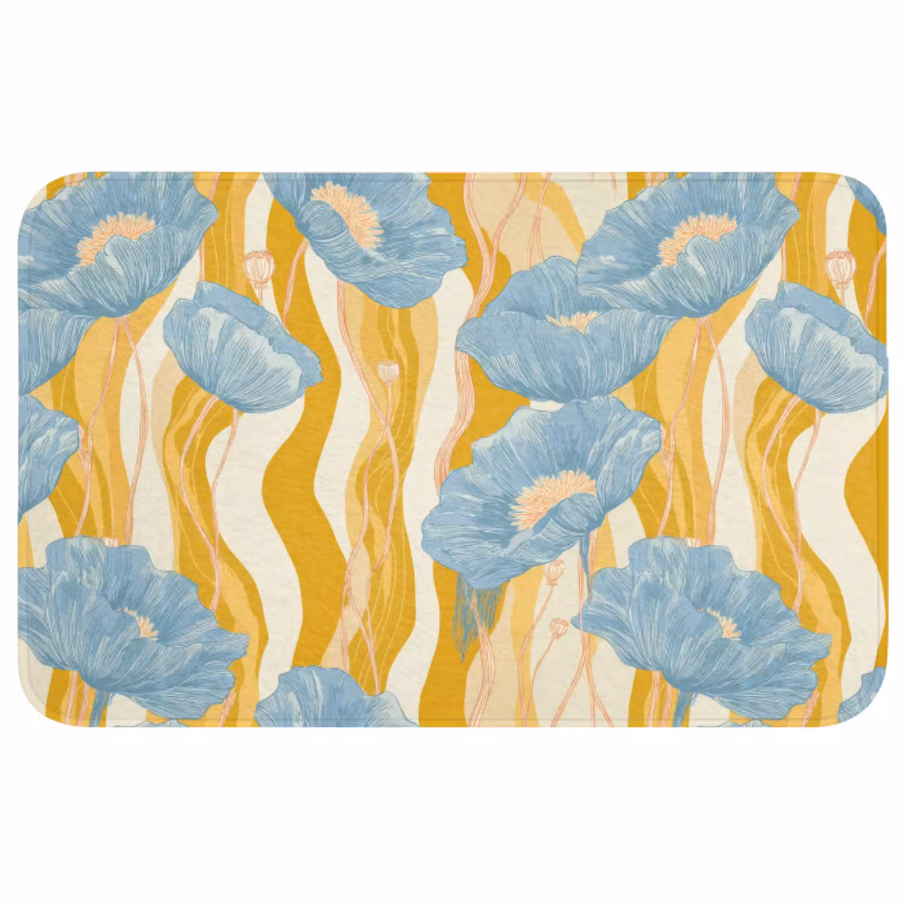 Papavers - Botanisch - Blauw Badmat middel 997 -3d