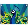 Pauw - Cirkels - Blauw tuinposter los doek klein -3d