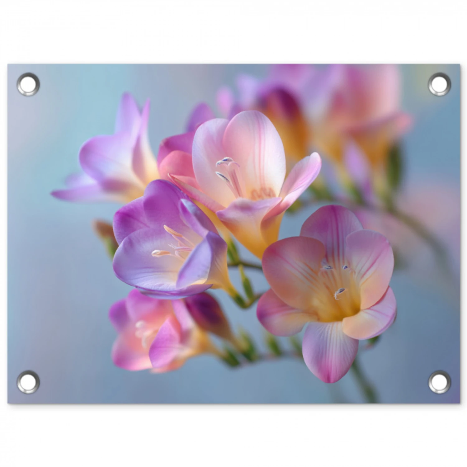 Bloemen - Paars - Overloop - Meeldraden tuinposter los doek klein -3d