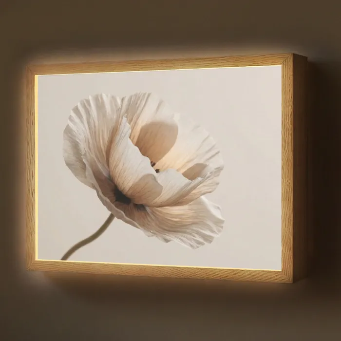 Bloem - Beige - Crème Light Box met batterij (Wandlamp) middel -z3d_website