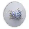 Kever - Delfts  - Blauw - Goud Akoestische PET Vilt - Rond klein -3d