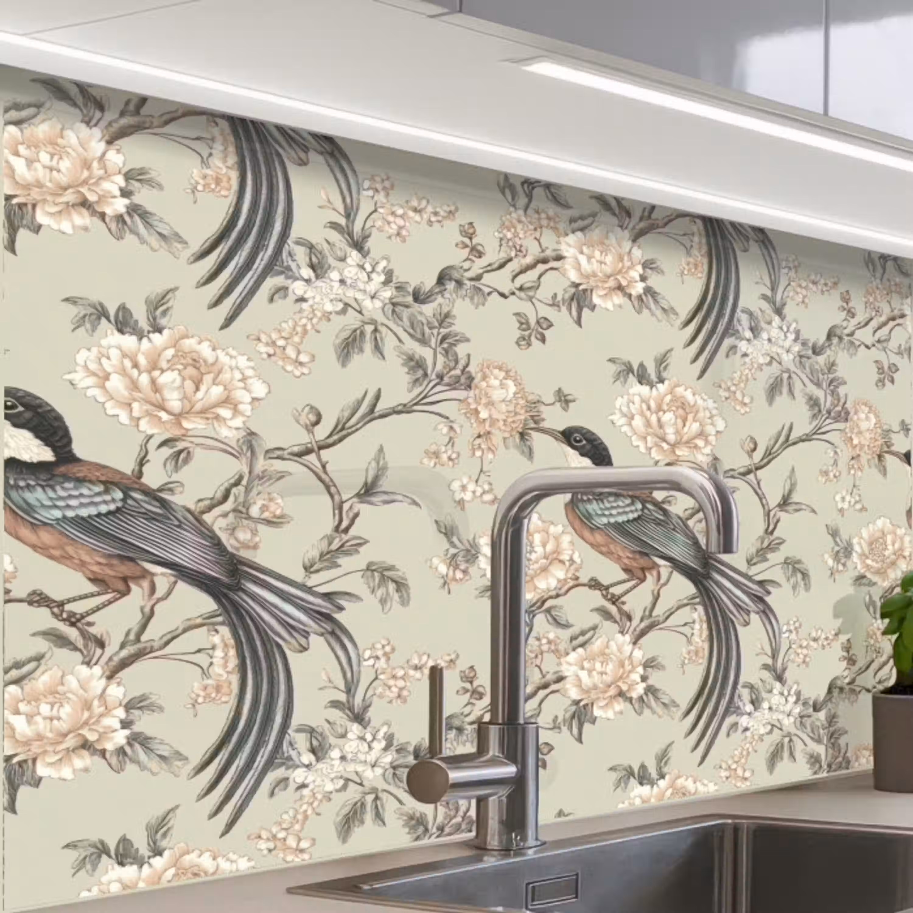 Bloem - Vogel - Kleurrijk keuken achterwand 2 middel 865 -zzzz3d_schuin