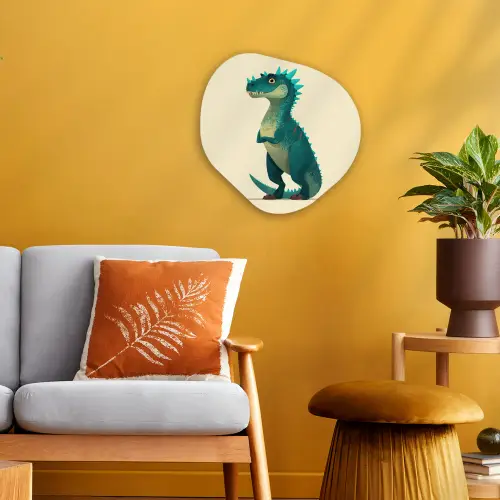 Dinosaurus - Turquoise - Stekels Wandcirkel Organisch Forex 3mm klein -sfeer4