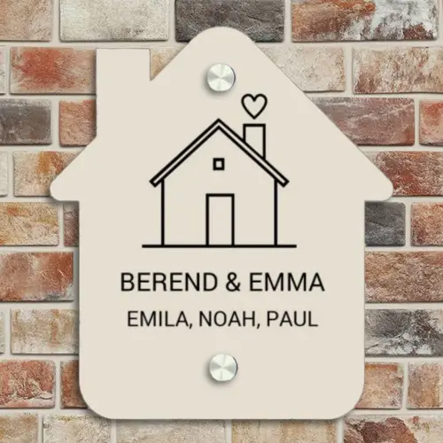 Huis illustratie - Klassiek Naambord Huisje klein -sfeer6