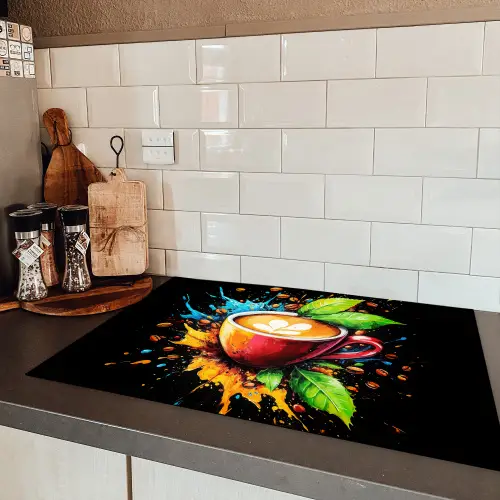 Koffie - Graffiti - Drinken - Abstract Inductie beschermer vinyl 3mm klein -sfeer3