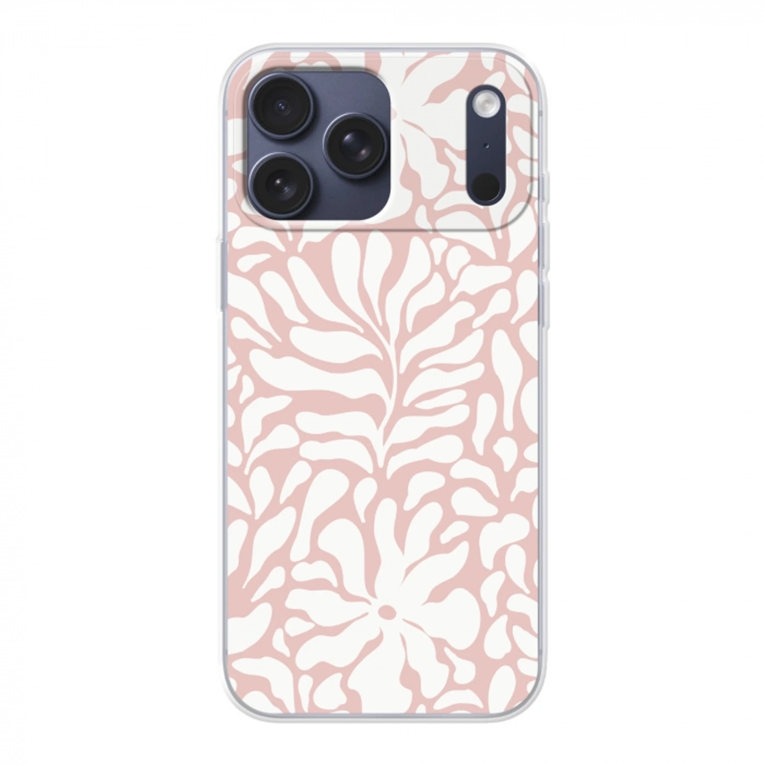 Bloemen - Patroon - Roze - Wit Telefoonhoesje iPhone 17 Pro Max klein -3d