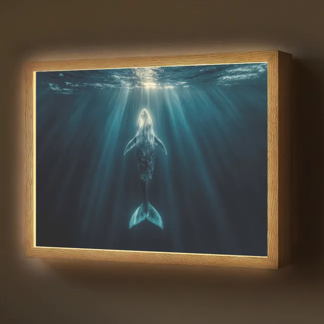 Lightbox - Wandlamp - Walvis - Water - Zonnestralen - Blauw