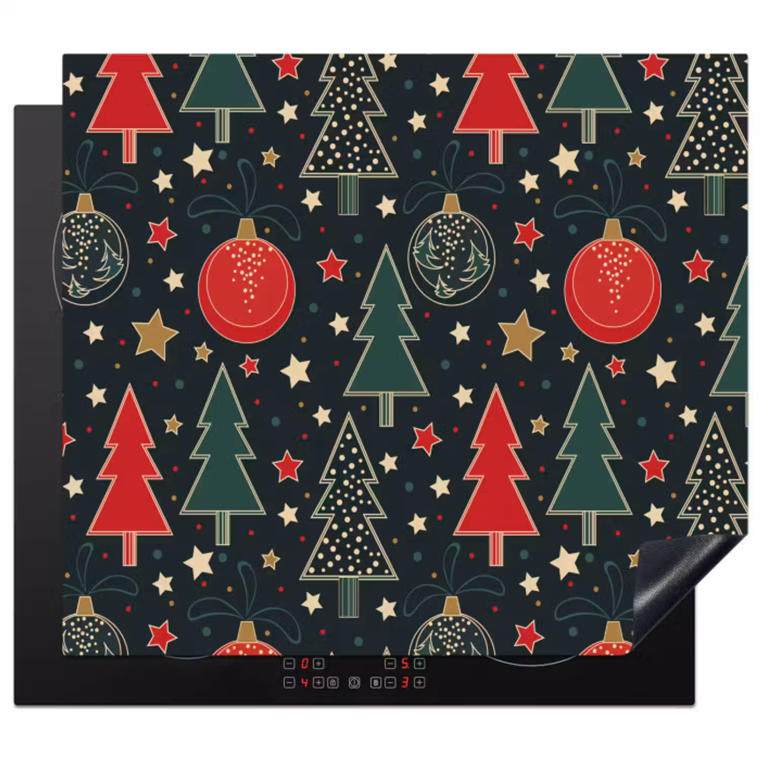 Inductie beschermer - Illustratie - Kerst - Sterren - Groen